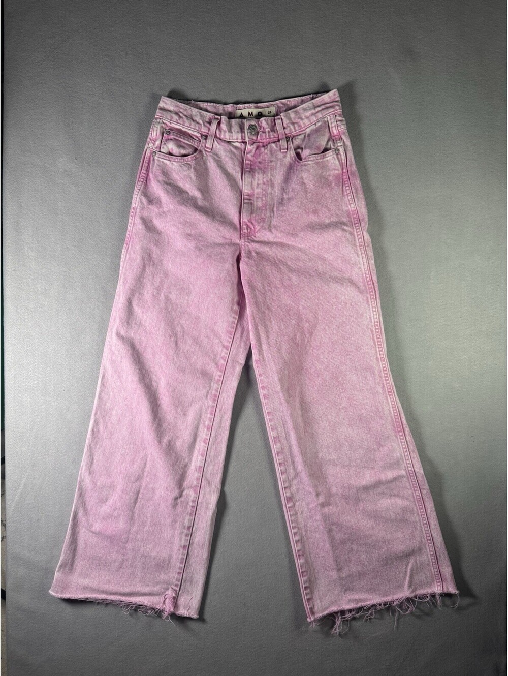 AMO Frida High Rise Wide Leg Jeans in Peony / Washed Pink - Size 28